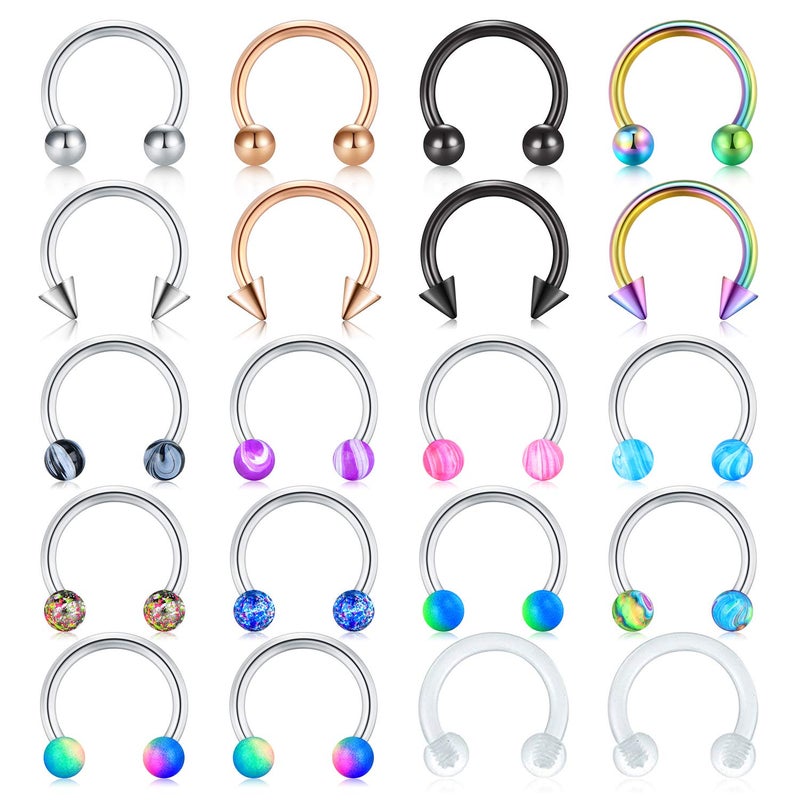 Mayhoop 16G Horseshoe Nose Septum Rings 316L Stainless Steel Piercing Jewelry Cartilage Helix Tragus Earring Hoop Lip Horseshoe Piercing Retainer For Women Men 6mm 8mm 10mm - Image 1